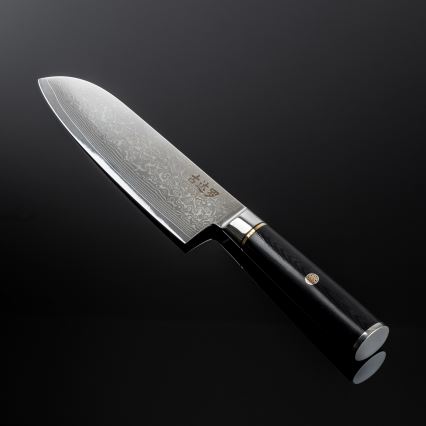 Gudaro - Damaškový Santoku kuchyňský nůž AKIRO 7, 67 vrstev oceli, délka 17,5 cm, černá