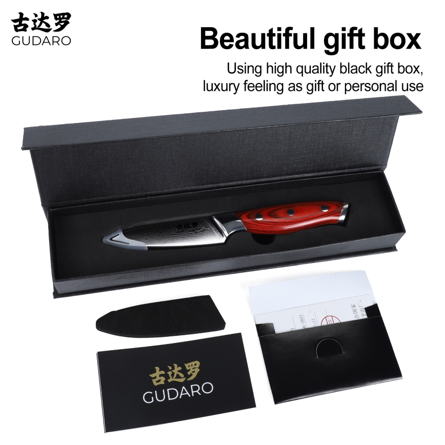 Gudaro - Damaškový kuchyňský nůž KENSHO 3,5, 67 vrstev oceli, délka 9,5 cm