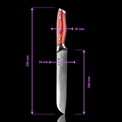 Gudaro - Damaškový kuchyňský nůž na pečivo KENSHO 8, 67 vrstev oceli, délka 20 cm