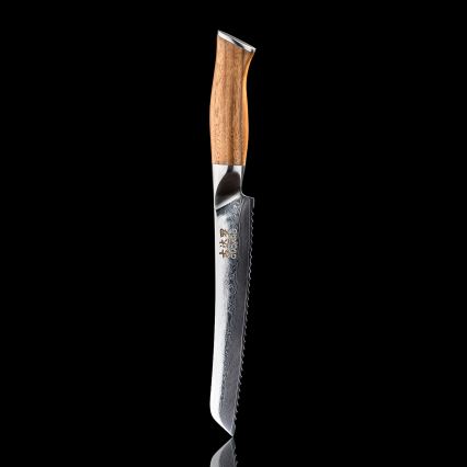 Gudaro - Damaškový kuchyňský nůž na pečivo TAKUMI 8, 67 vrstev oceli, délka 20 cm, ořech