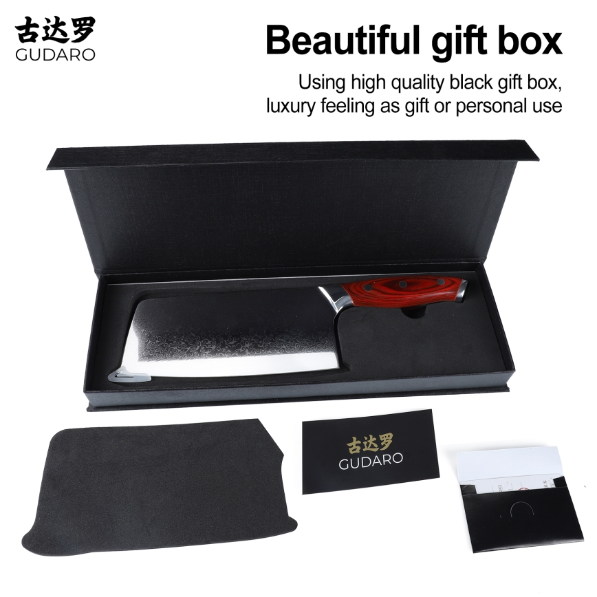 Gudaro - Damaškový kuchyňský sekáček KENSHO 6,5, 67 vrstev oceli, délka 16,2 cm