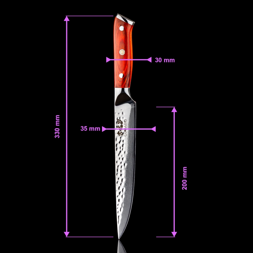 Gudaro - Damaškový porcovací nůž MIYABI 8, 67 vrstev oceli, délka 20 cm