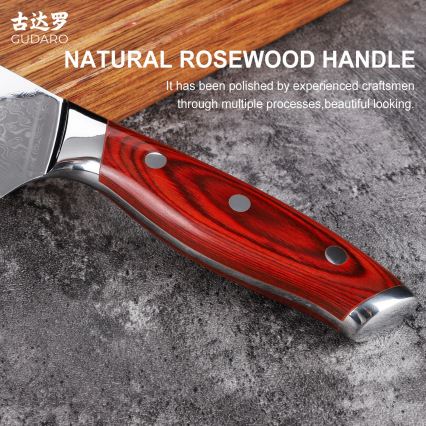 Gudaro - Damaškový Santoku kuchyňský nůž KENSHO 7, 67 vrstev oceli, délka 17,5 cm