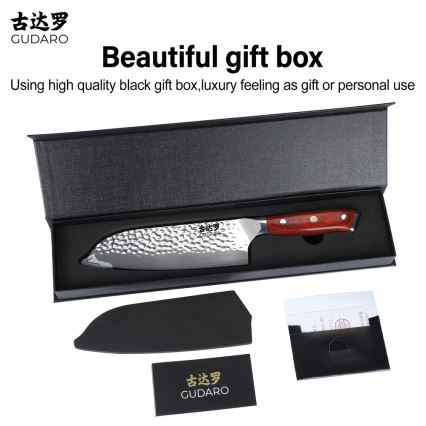 Gudaro - Damaškový Santoku kuchyňský nůž MIYABI 7, 67 vrstev oceli, délka 17,5 cm