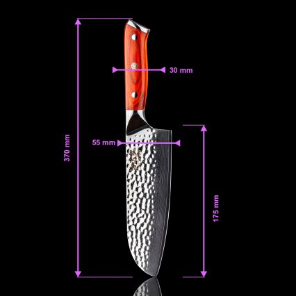 Gudaro - Damaškový Santoku kuchyňský nůž MIYABI 7, 67 vrstev oceli, délka 17,5 cm