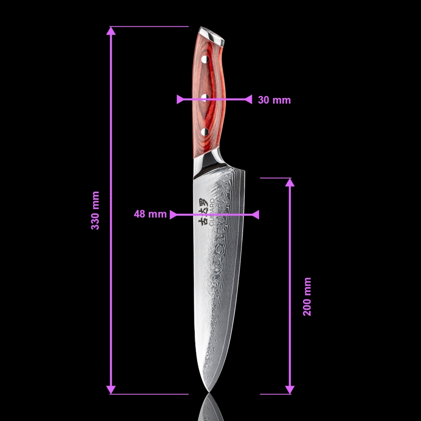 Gudaro - Damaškový šéfkuchařský nůž KENSHO 8, 67 vrstev oceli, délka 20 cm