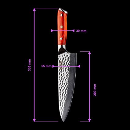 Gudaro - Damaškový šéfkuchařský nůž MIYABI 8, 67 vrstev oceli, délka 20 cm