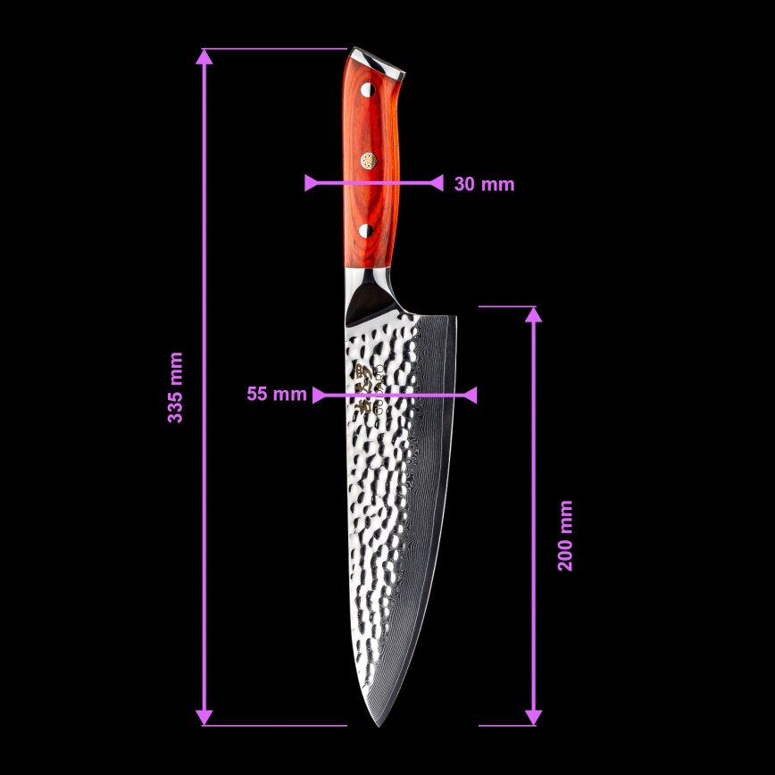 Gudaro - Damaškový šéfkuchařský nůž MIYABI 8, 67 vrstev oceli, délka 20 cm