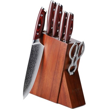 Gudaro - Sada kuchyňských nožů ve stojanu KENSHO 7 ks akát