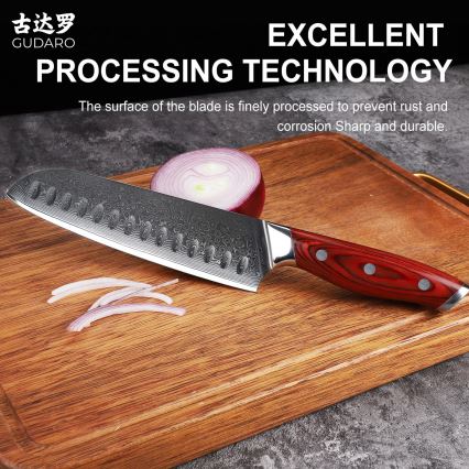 Gudaro - Sada kuchyňských nožů ve stojanu KENSHO 7 ks akát