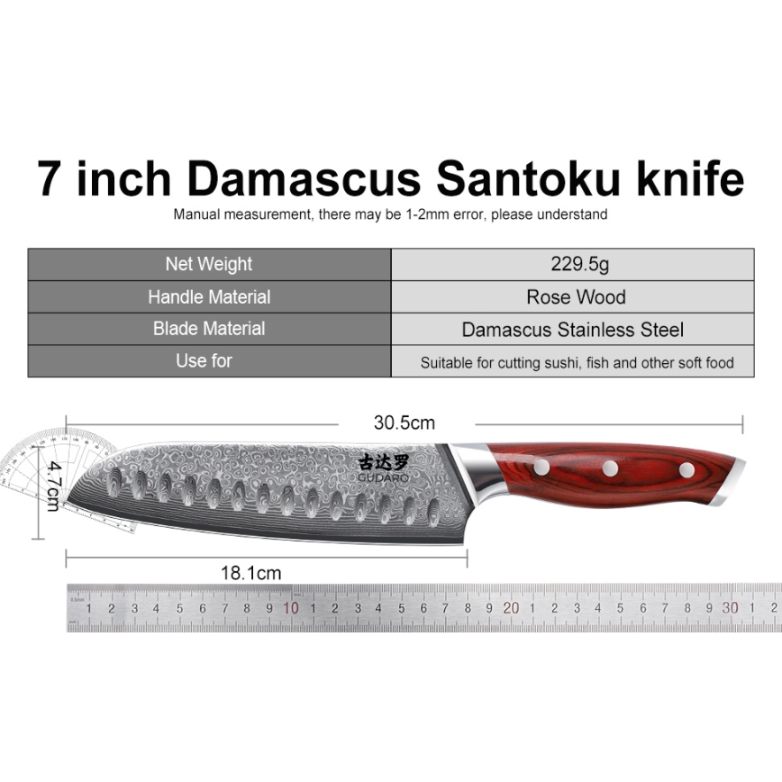 Gudaro - Sada kuchyňských nožů ve stojanu KENSHO 7 ks akát