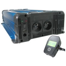 Hadex - Měnič napětí 4000W/24/230V + drátové dálkové ovládání
