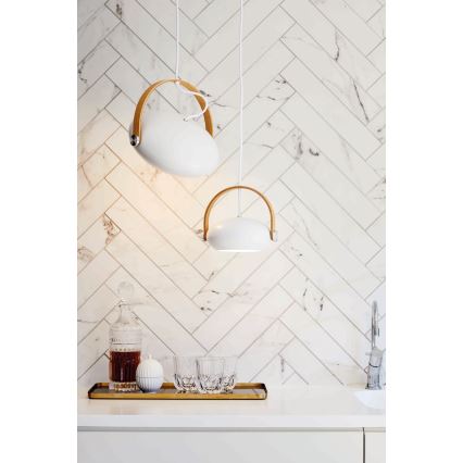 Halo Design 734337 - Lustr na lanku DC 1xE27/40W/230V pr. 26 cm bílá/dub