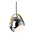 Halo Design 734443 - Lustr na lanku DC 1xE27/40W/230V pr. 18 cm lesklý chrom/dub