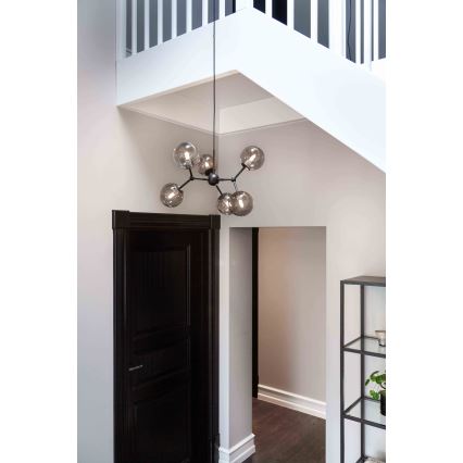 Halo Design 738823 - Lustr na lanku ATOM 6xG9/28W/230V pr. 57 cm černá/kouřová černá