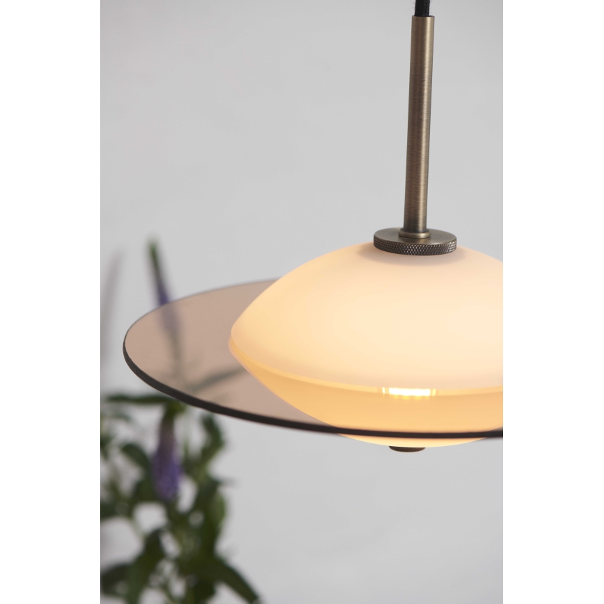 Halo Design 743599 - Lustr na lanku ORBIT 1xG9/7W/230V pr. 24 cm bílá/mosaz/kouřová šedá