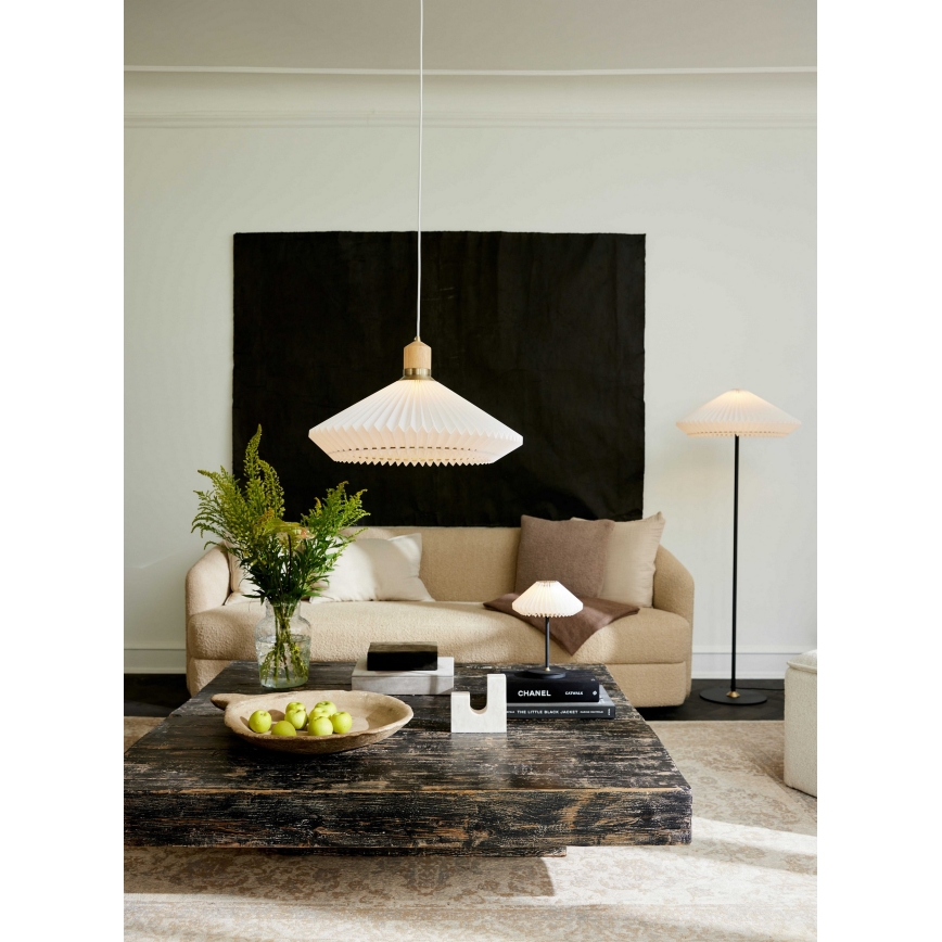 Halo Design 744268 - Lustr na lanku PARIS 1xE27/60W/230V pr. 56 cm bílá/mosaz/dub
