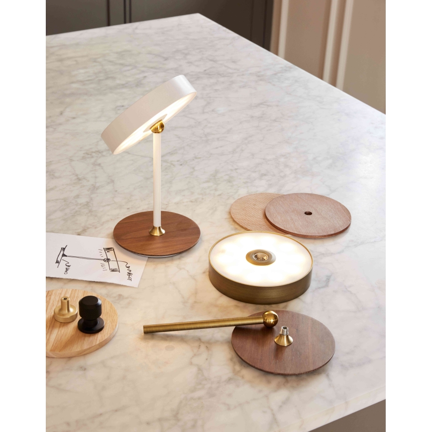 Halo Design 745784 - LED Stmívatelná nabíjecí stolní lampa ON THE MOVE LED/2,5W/4000 mAh mosaz/dřevo