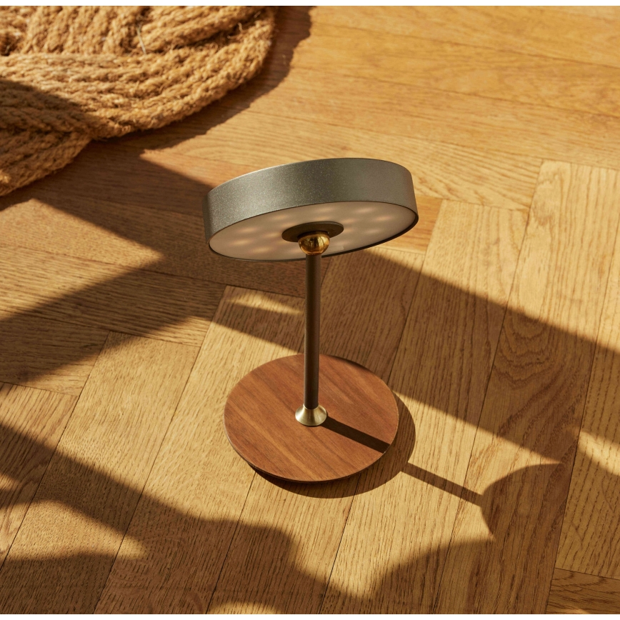 Halo Design 745791 - LED Stmívatelná nabíjecí stolní lampa ON THE MOVE LED/2,5W/4000 mAh šedá/dřevo