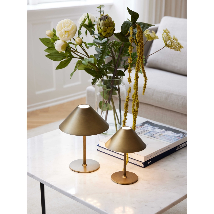 Halo Design 800841 - LED Stmívatelná venkovní nabíjecí stolní lampa HYGGE LED/3W/4000 mAh IP54 mosaz