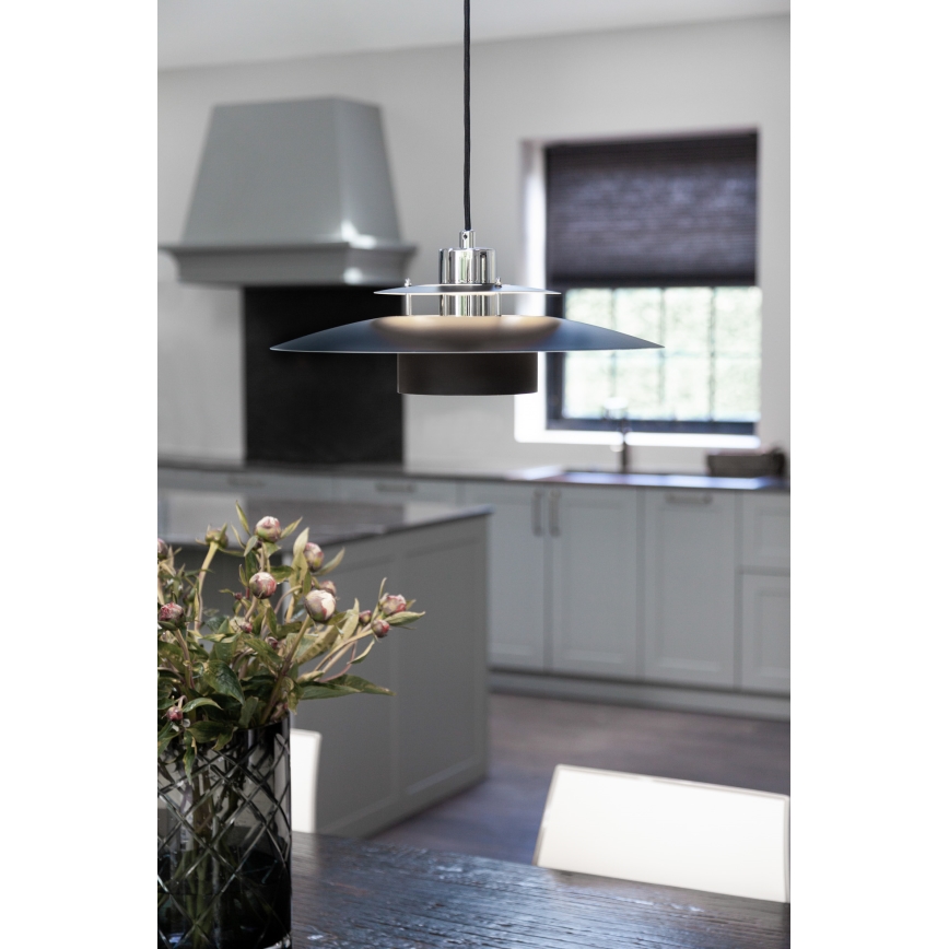 Halo Design 990259 - Lustr na lanku SORUP 1xE27/40W/230V pr. 40 cm černá/lesklý chrom