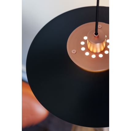 Halo Design 990785 - Lustr na lanku RIVOLI 1xE27/40W/230V pr. 40 cm černá/měděná