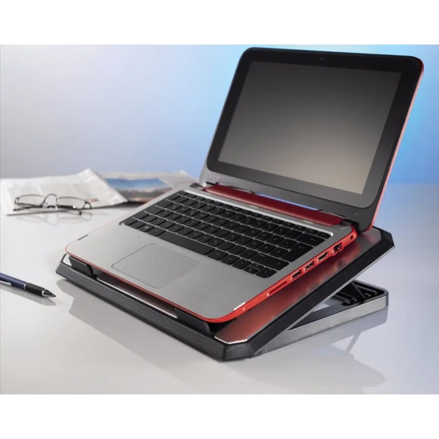 Hama - Chladící podložka pro notebook 2x ventilátor USB matný chrom