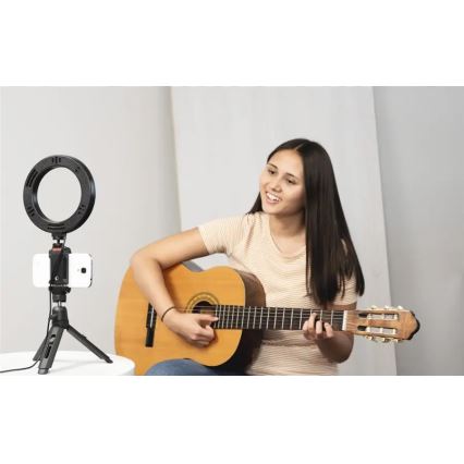 Hama - LED Stmívatelné kruhové světlo se stativem LED/5,8W/5V pr. 17 cm + dálkové ovládání