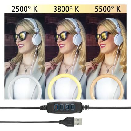 Hama - LED Stmívatelné kruhové světlo se stativem LED/5,8W/5V pr. 17 cm + dálkové ovládání