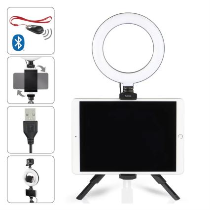 Hama - LED Stmívatelné kruhové světlo se stativem LED/5,8W/5V pr. 17 cm + dálkové ovládání