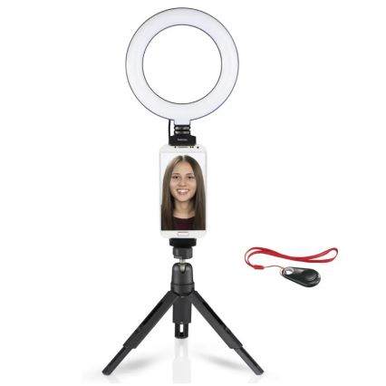 Hama - LED Stmívatelné kruhové světlo se stativem LED/5,8W/5V pr. 17 cm + dálkové ovládání