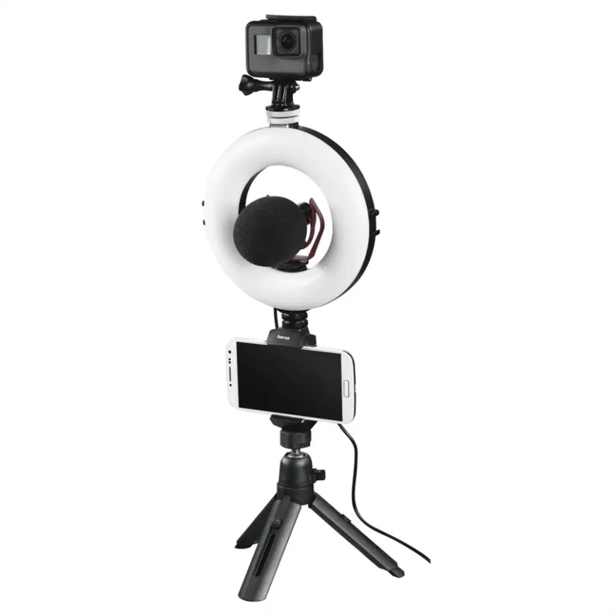 Hama - LED Stmívatelné kruhové světlo se stativem LED/5,8W/5V pr. 17 cm + dálkové ovládání