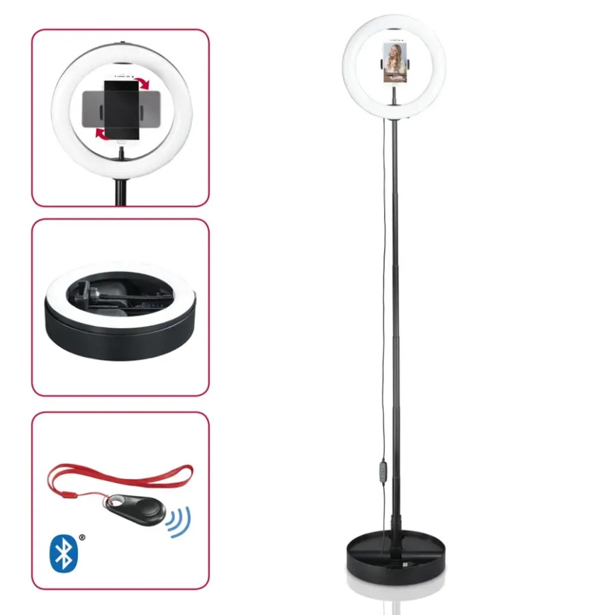 Hama - LED Stmívatelné kruhové světlo se stativem LED/9,2W/5V pr. 26,5 cm + dálkové ovládání