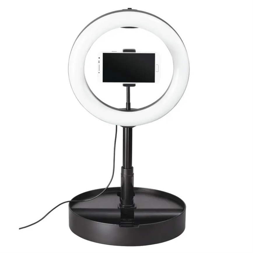 Hama - LED Stmívatelné kruhové světlo se stativem LED/9,2W/5V pr. 26,5 cm + dálkové ovládání