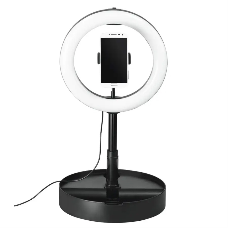 Hama - LED Stmívatelné kruhové světlo se stativem LED/9,2W/5V pr. 26,5 cm + dálkové ovládání