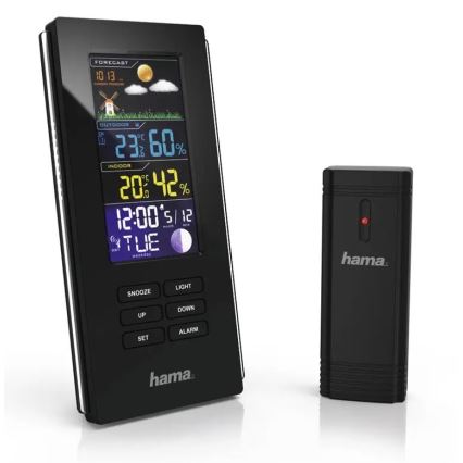 Hama - Meteostanice s barevným LCD displejem a budíkem 3xAAA černá
