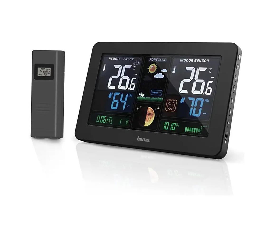 Hama Hama - Meteostanice s barevným LCD displejem a budíkem + USB černá HM0123