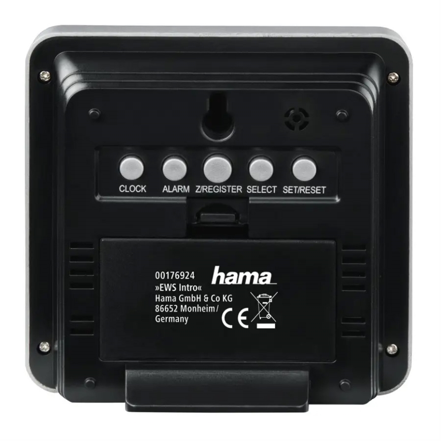 Hama - Meteostanice s LCD displejem a budíkem 2xAA + 2xAA černá/šedá