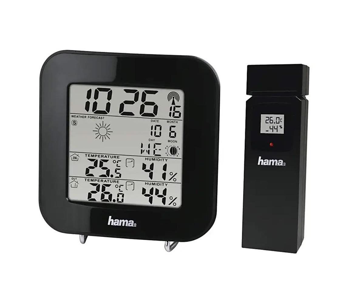 Hama Hama - Meteostanice s LCD displejem a budíkem 2xAA černá HM0116