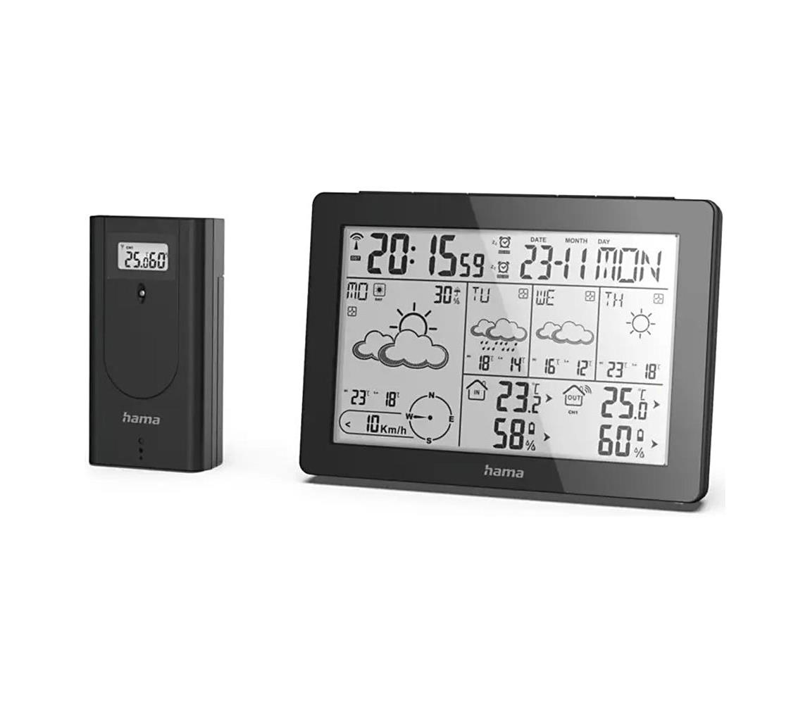 Hama Hama - Meteostanice s LCD displejem a budíkem 2xAA černá HM0124
