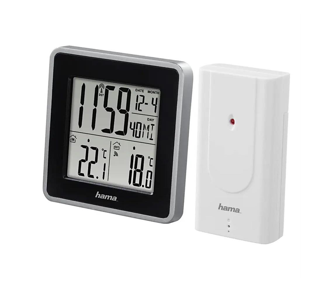Hama Hama - Meteostanice s LCD displejem a budíkem 2xAA černá/šedá HM0115