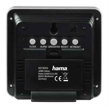 Hama - Meteostanice s LCD displejem a budíkem 2xAA černá/šedá