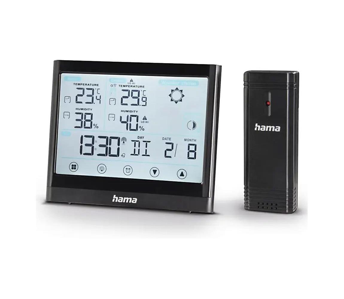 Hama Hama - Meteostanice s LCD displejem a budíkem 3xAAA černá HM0122