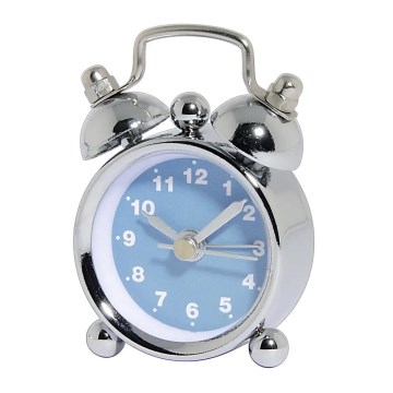 Hama - Mini budík 1xLR44/LR1130 lesklý chrom/modrá