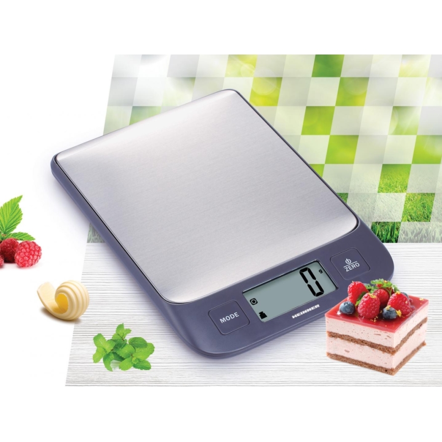 Heinner HKS-5IXBK - Digitální kuchyňská váha 2xAAA šedá/matný chrom