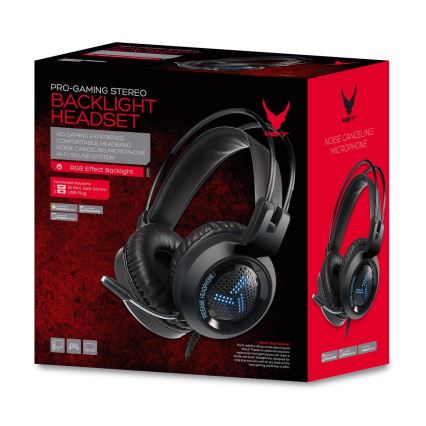 Herní LED RGB sluchátka VARR s mikrofonem 3.5
