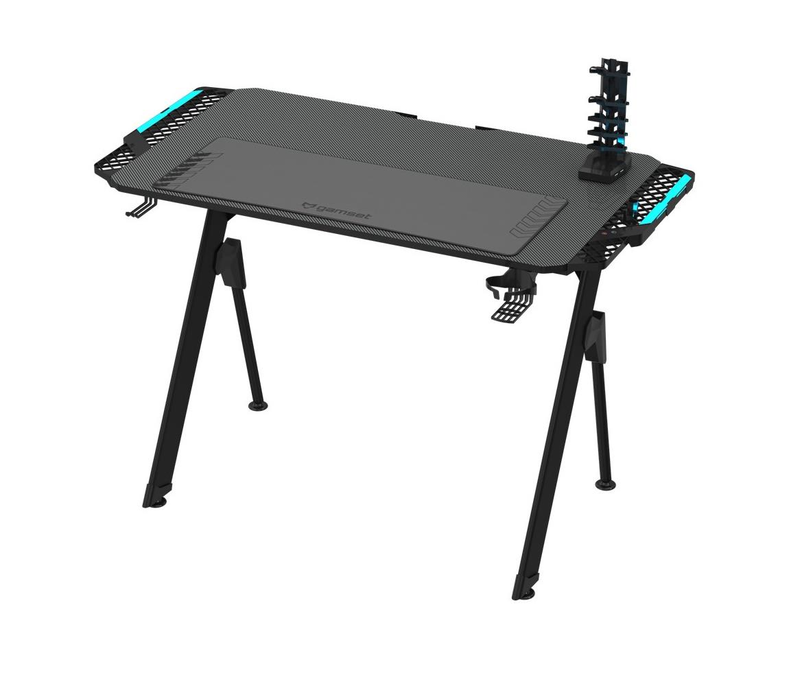  Herní stůl FALCON s LED RGB podsvícením 116x60 cm černá 
