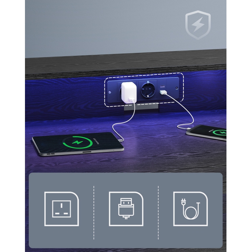 Herní stůl s podsvícením SOLEA-X 120x60 cm černá