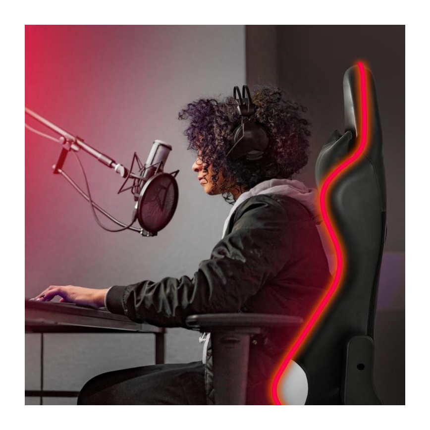 Herní židle VARR Flash s LED RGB podsvícením + dálkové ovládání černá/bílá