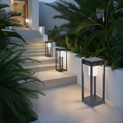 Hesperide - LED Solární lucerna se senzorem pohybu PIKY LED/3,7V 2600 mAh 40 cm IP65 antracit